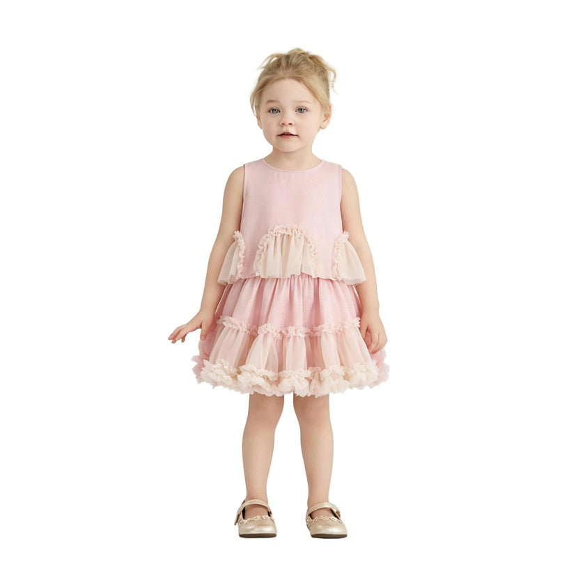 Pink Tulle Ruffle Skirt Set