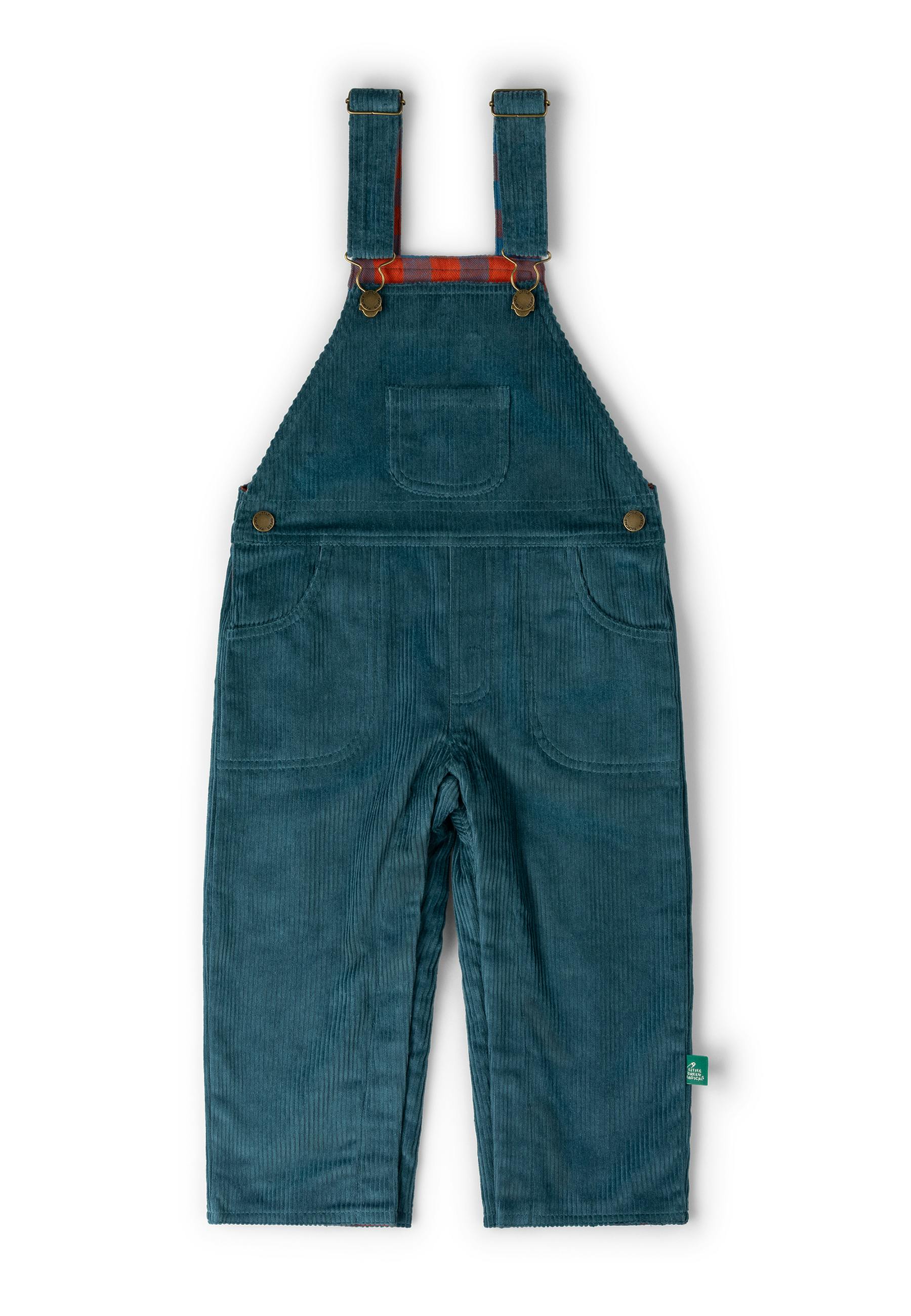 Calm Sea Lined Corduroy Dungarees, Blue