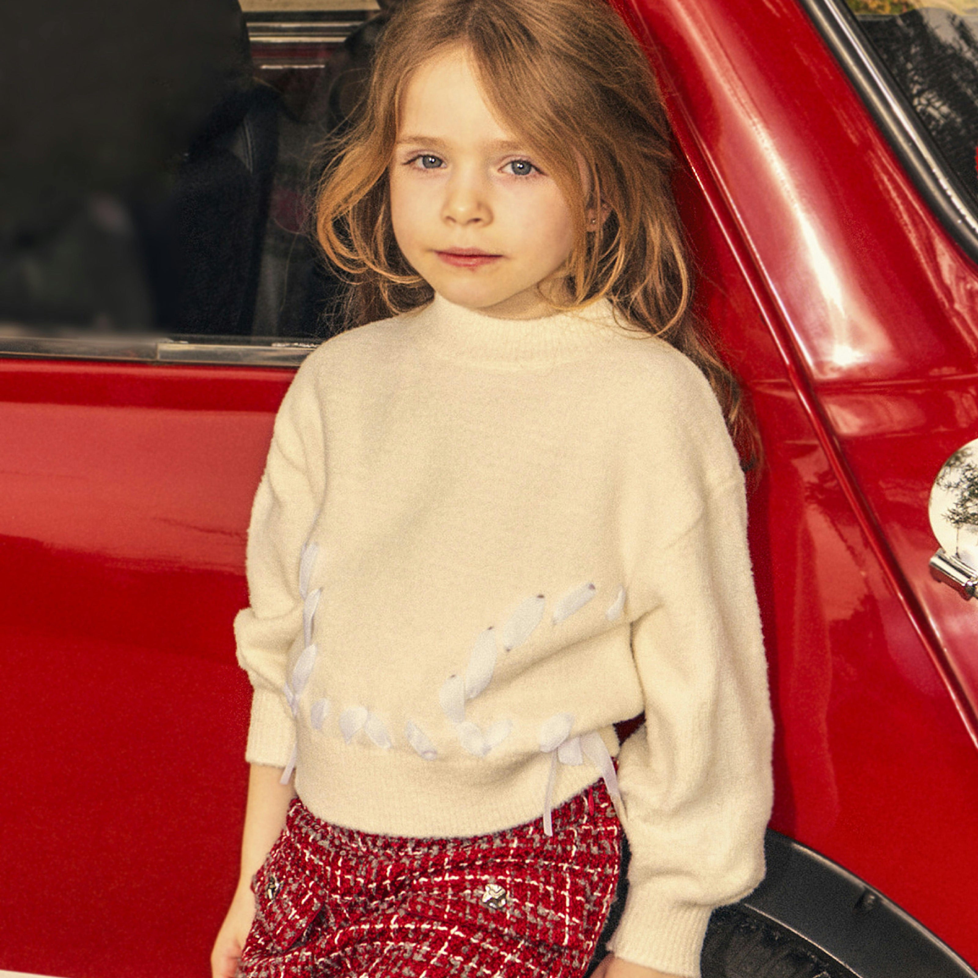 Red Tweed Button Shorts