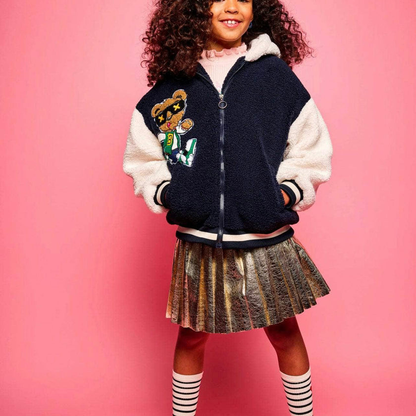 Foil Metallic Pleated Skirt