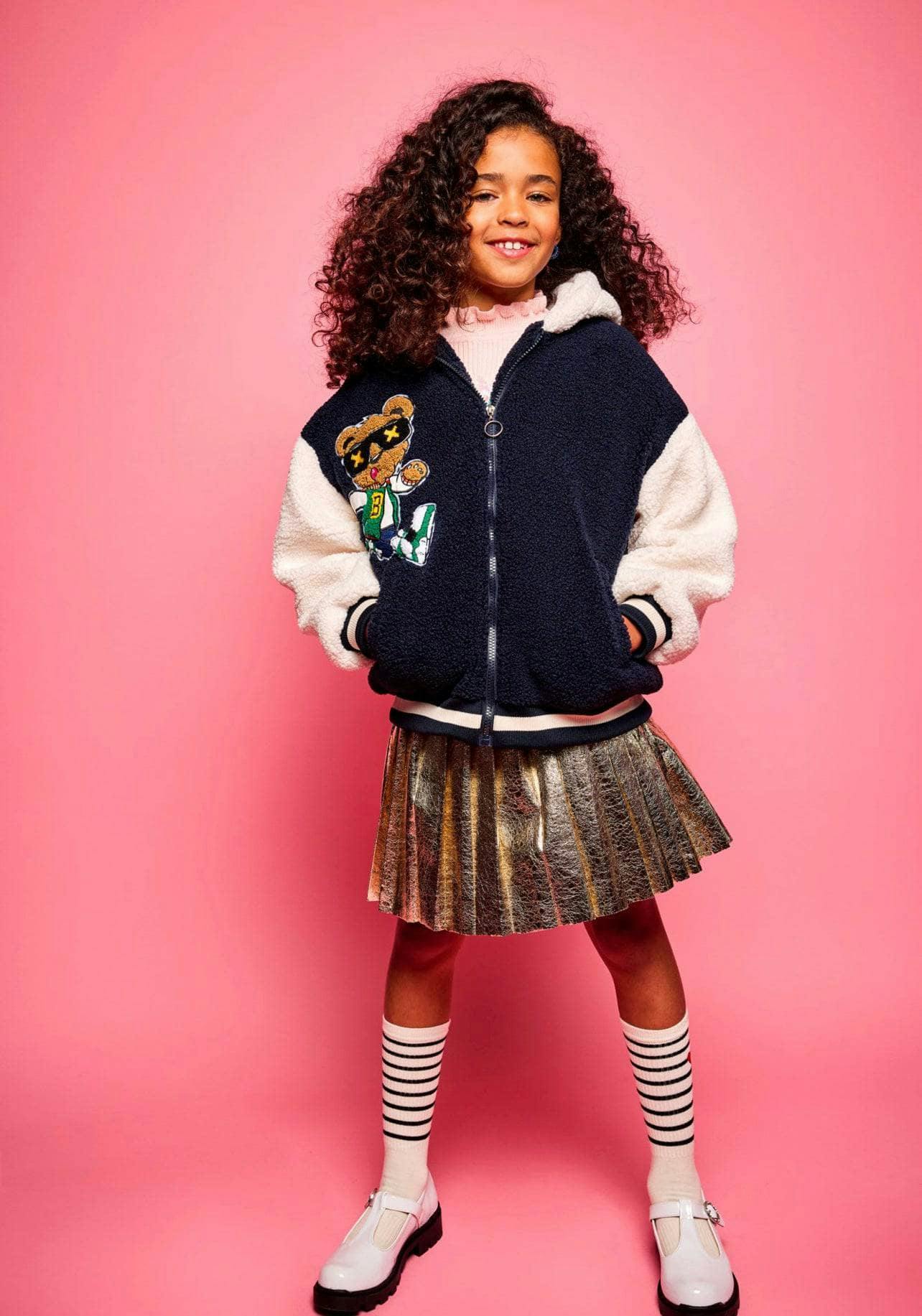 Foil Metallic Pleated Skirt