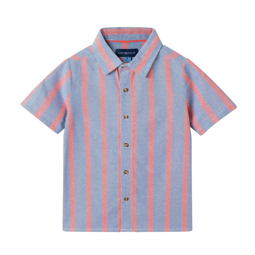 Boys Orange Striped Airy Oxford Set | Orange Stripe