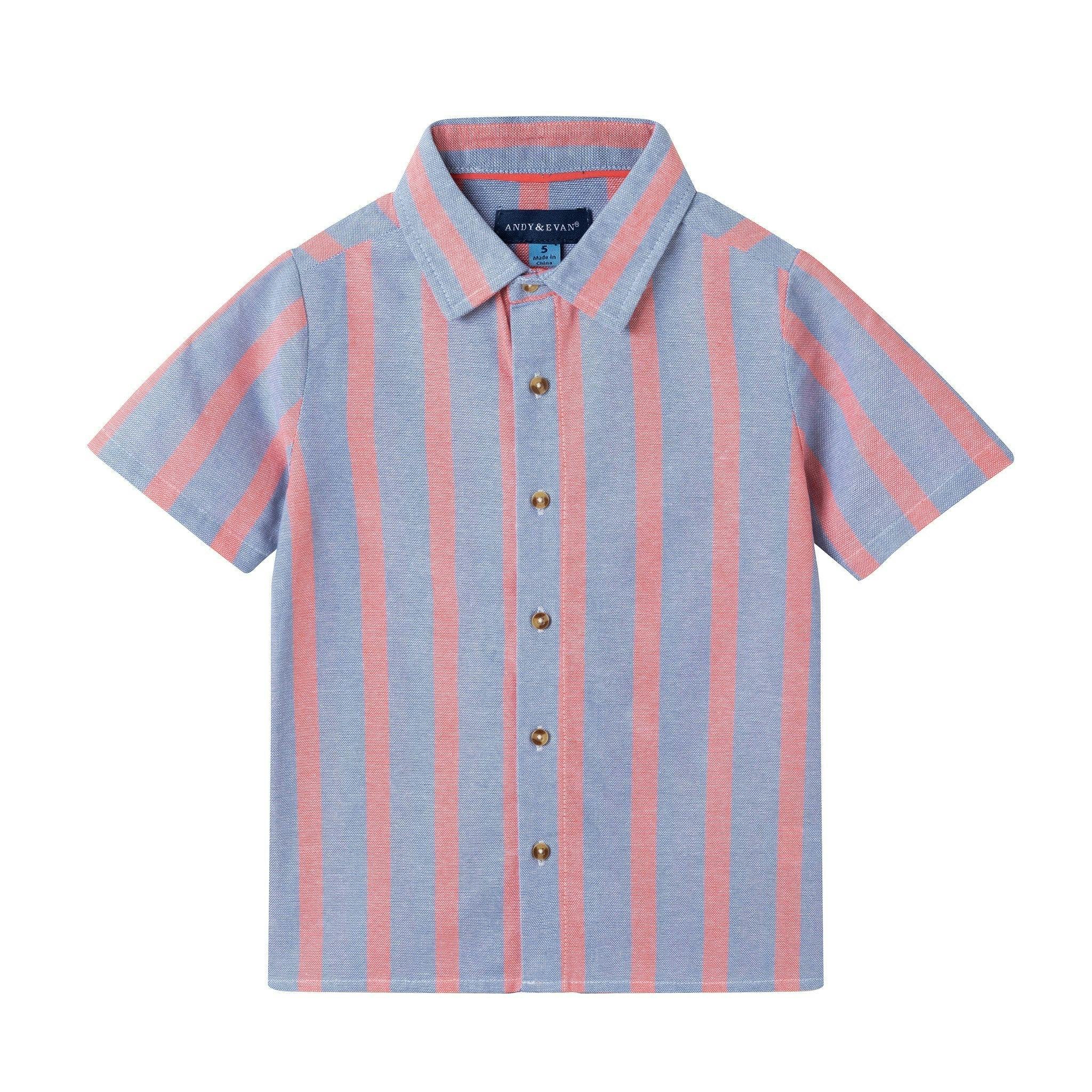 Boys Orange Striped Airy Oxford Set | Orange Stripe