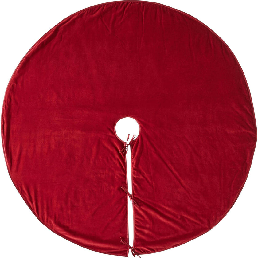 Luxurious Classic Velvet Garnet Red Christmas Tree Skirt 60"