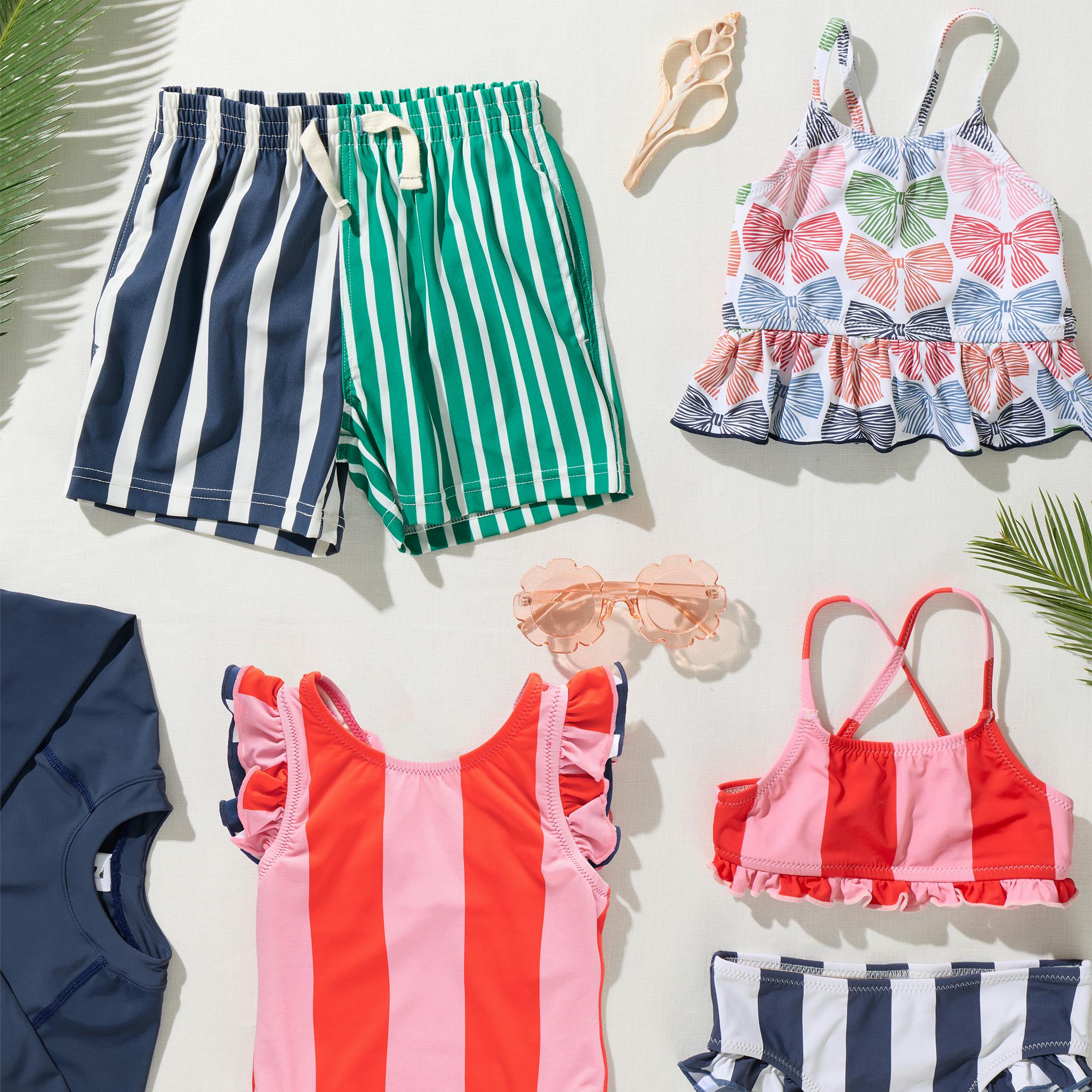 Girls Joy Bikini - Wide Pink and Red Stripe