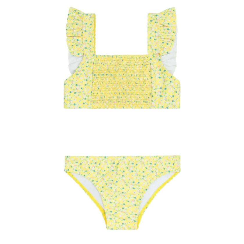 Girls Petite Fleur Smocked Ruffle Strap Bikini