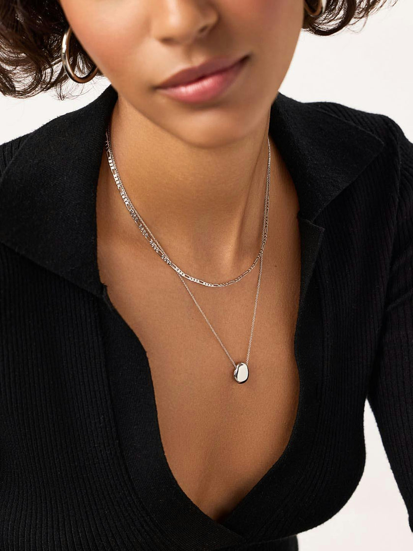 Silver Pendant Necklace - Pebble Mini Silver