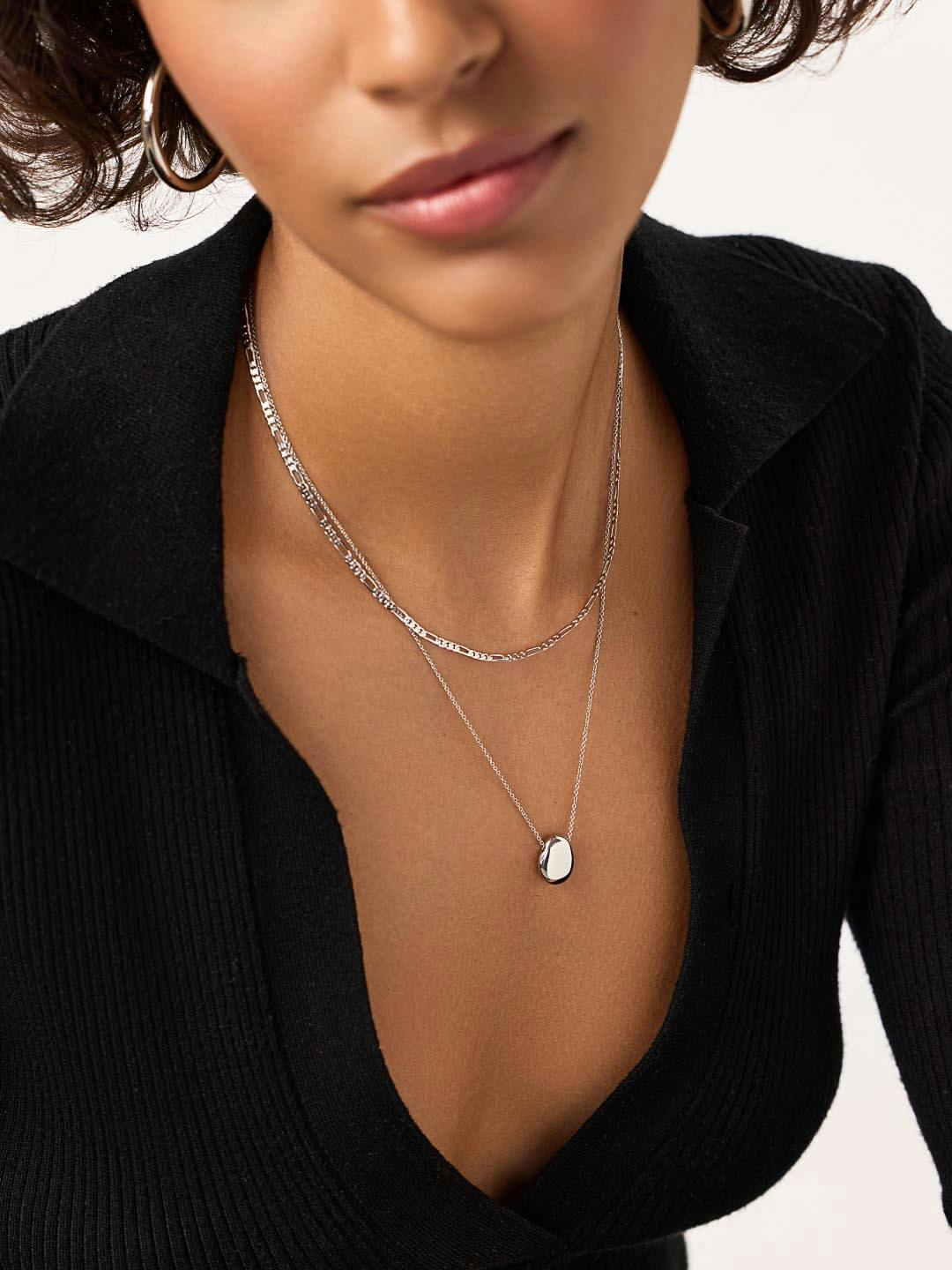 Silver Pendant Necklace - Pebble Mini Silver