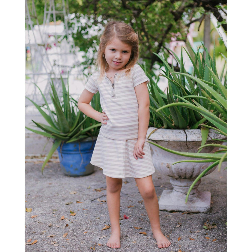 Horizontal Striped A-Line Short Skirt