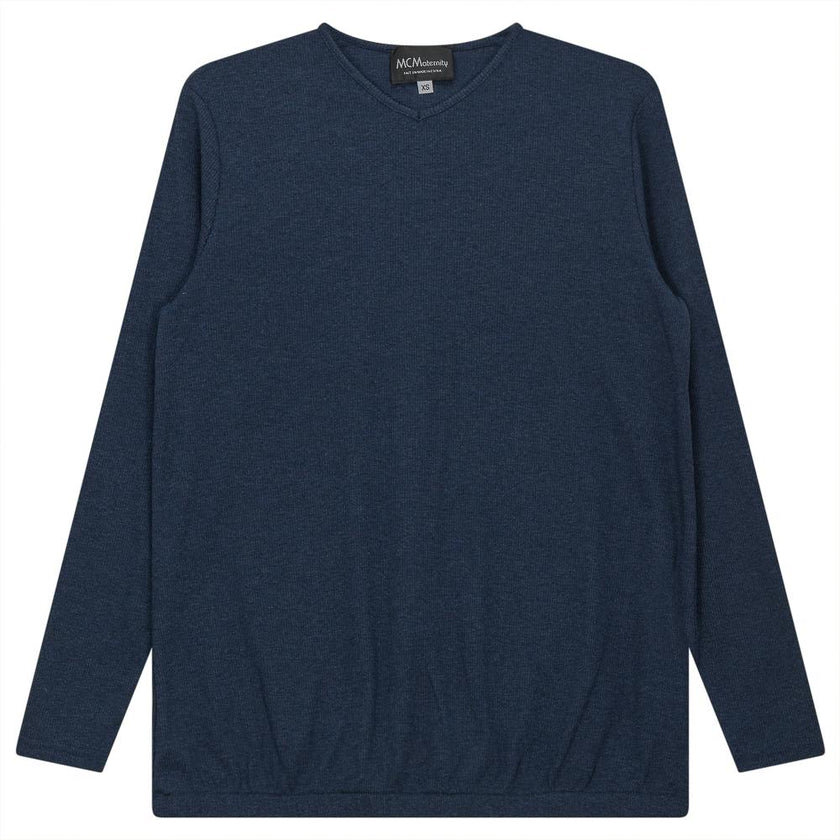 Ribbed Maternty V-Neck Bubble Top