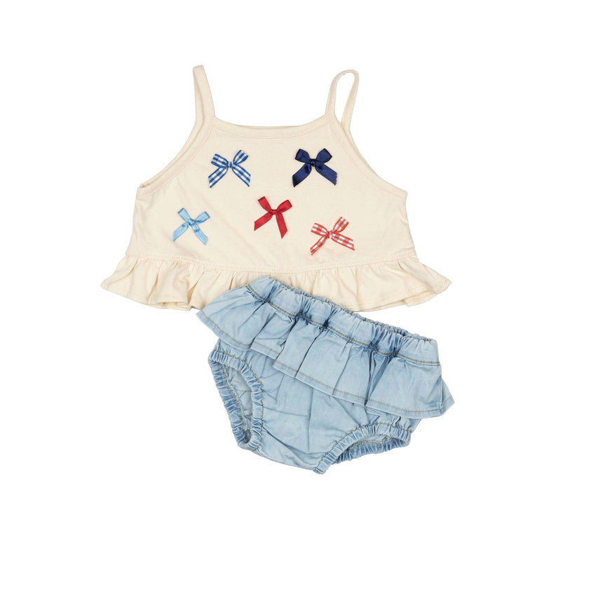 Ruffle Bloomer Set in Denim