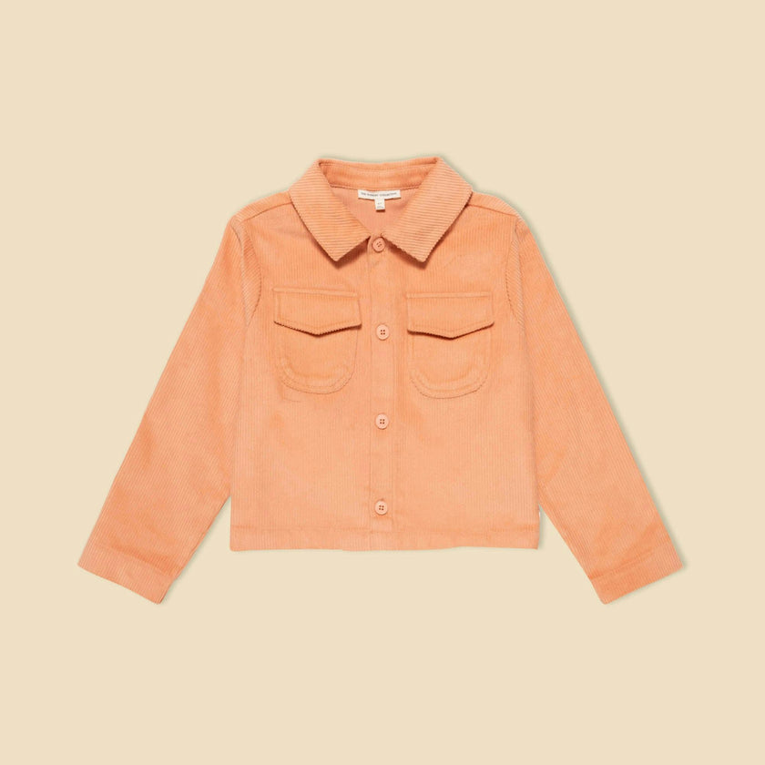 Corduroy Cropped Shacket in Sunset Serenade
