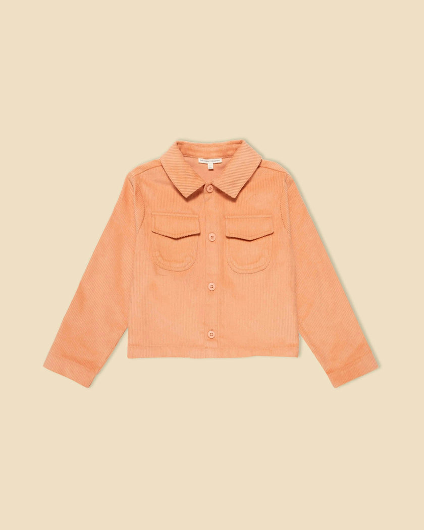 Corduroy Cropped Shacket in Sunset Serenade