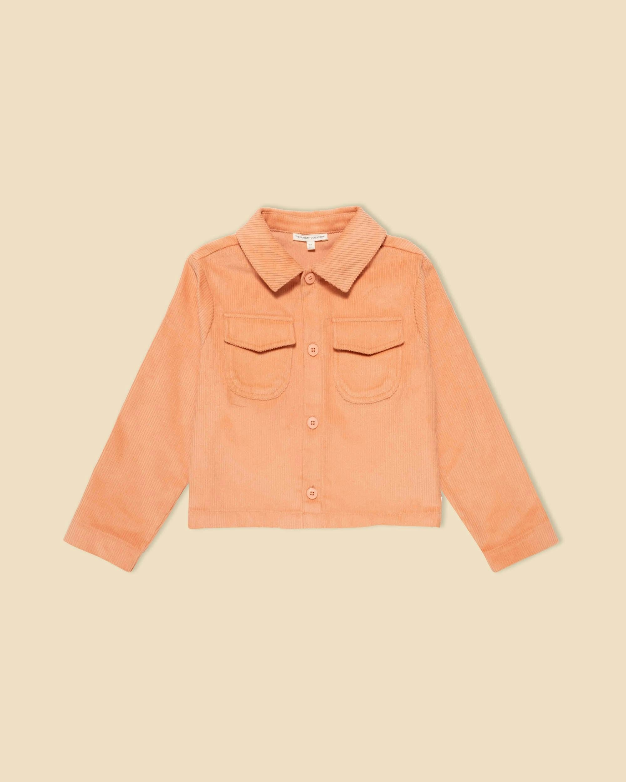 Corduroy Cropped Shacket in Sunset Serenade