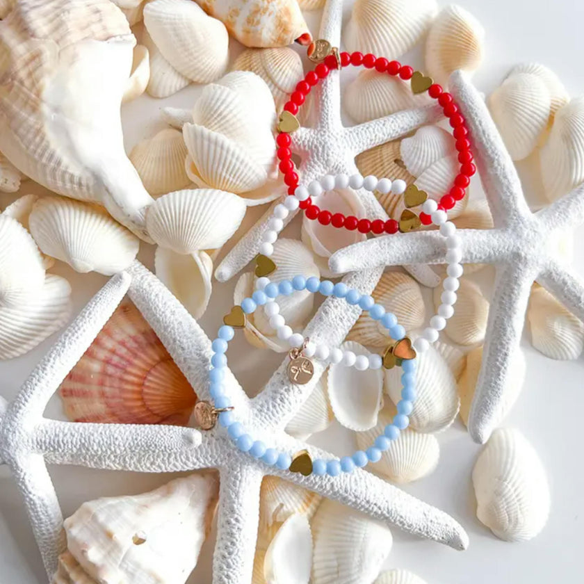 Hearts Bracelet Gift Set - Red, White, Blue