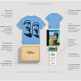 Moai Ancient Wonders Gift Box with Blue Back Print Kids Tee, Book, and Activities