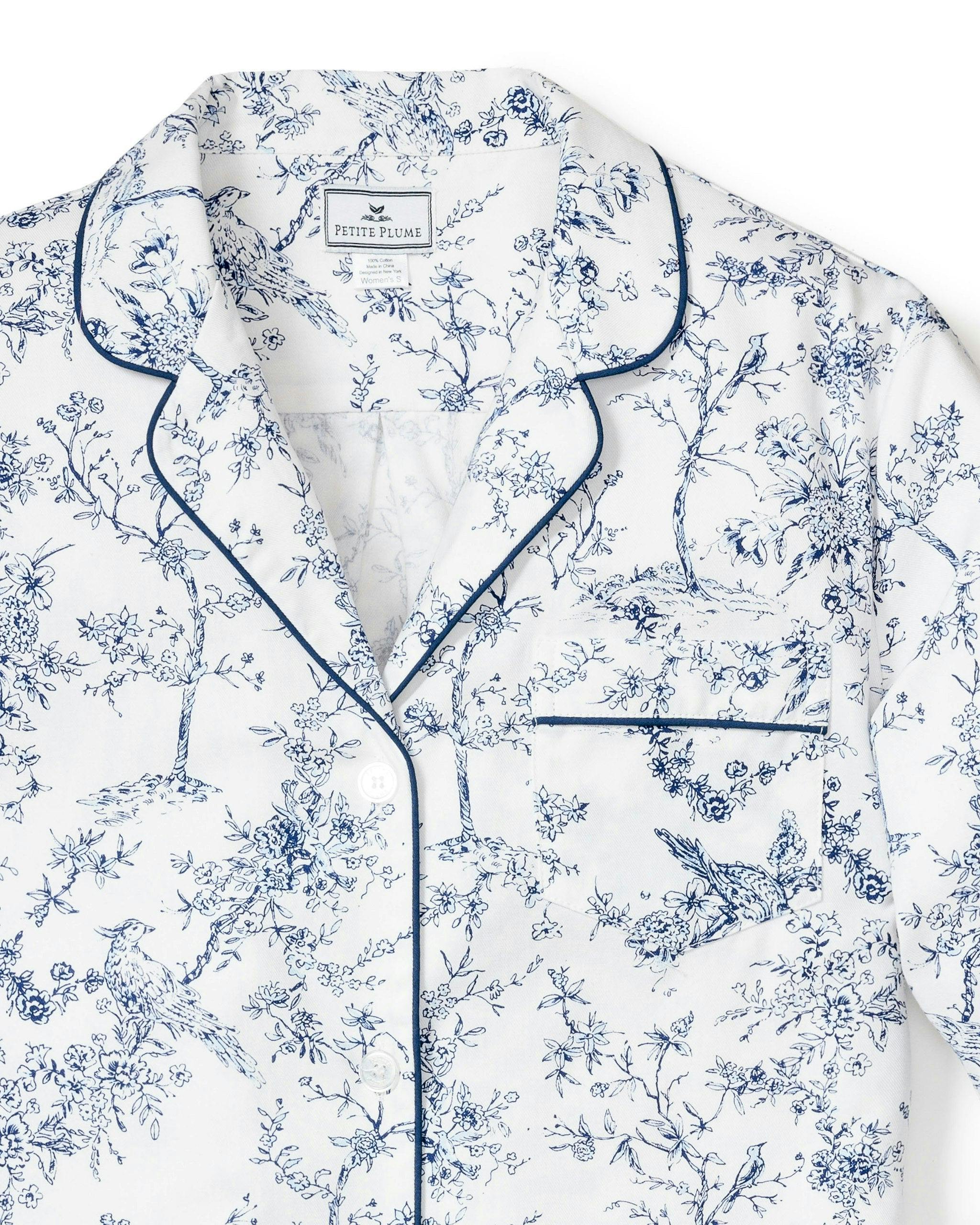 Women's Twill Pajama Set in Timeless Toile