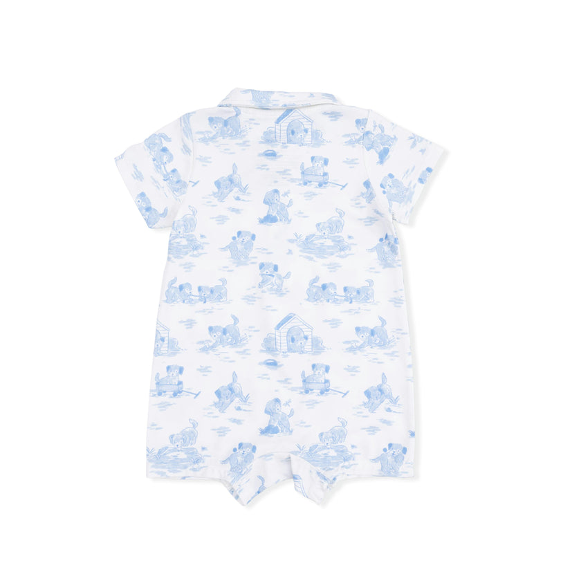 Puppy Toile Blue - Polo Shortie
