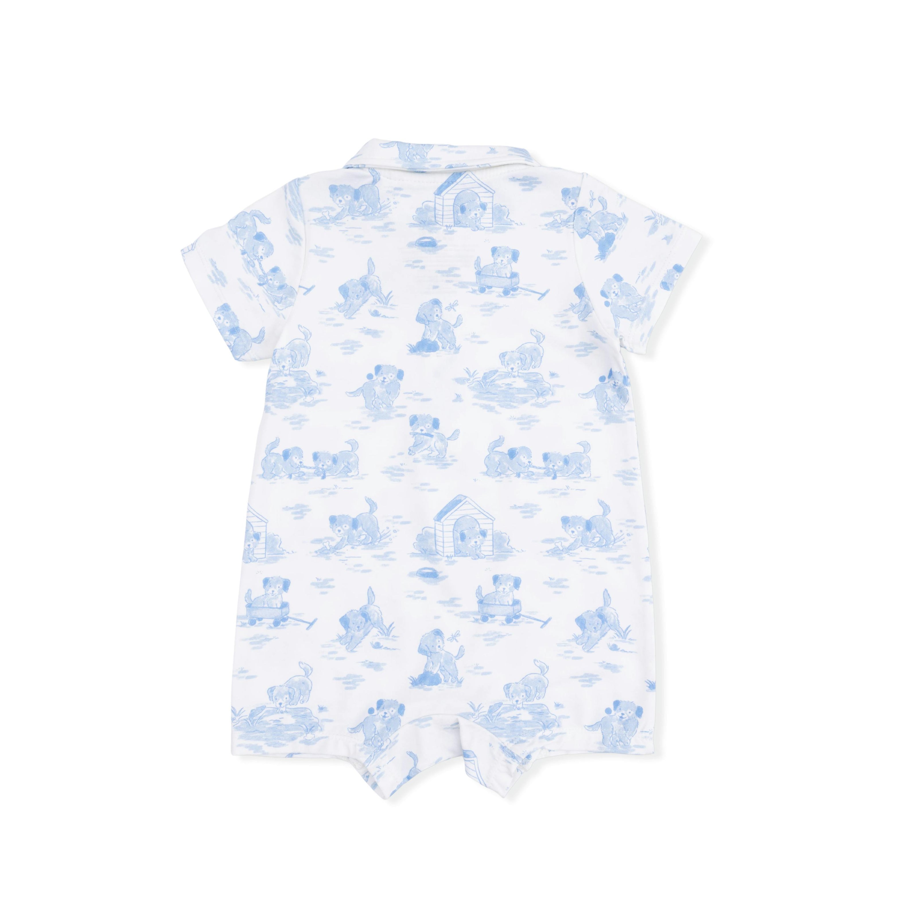 Puppy Toile Blue - Polo Shortie