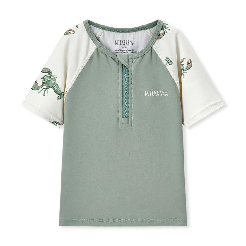 Mint Lobster Zipper Top & Swim Trunks