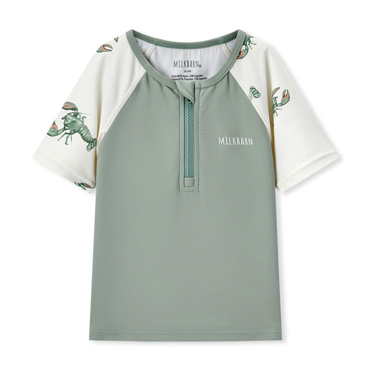 Mint Lobster Zipper Top & Swim Trunks