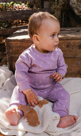 Organic Cotton Pants And Top Set Purple Floral Print