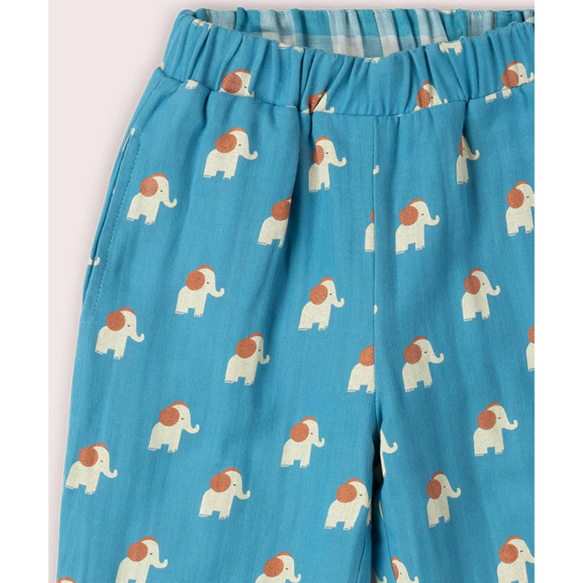 Blue Elephants Reversible Pull On Trousers, Blue