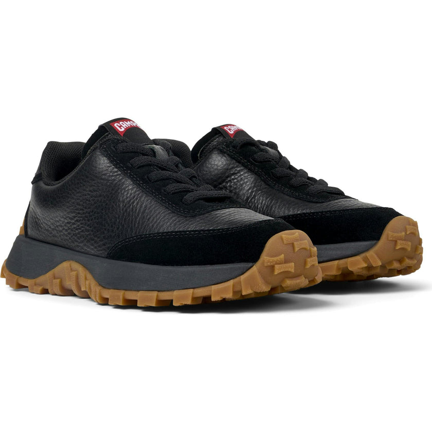 Kids Drift Trail Leather & Nubuck Vintage Sneakers, Black