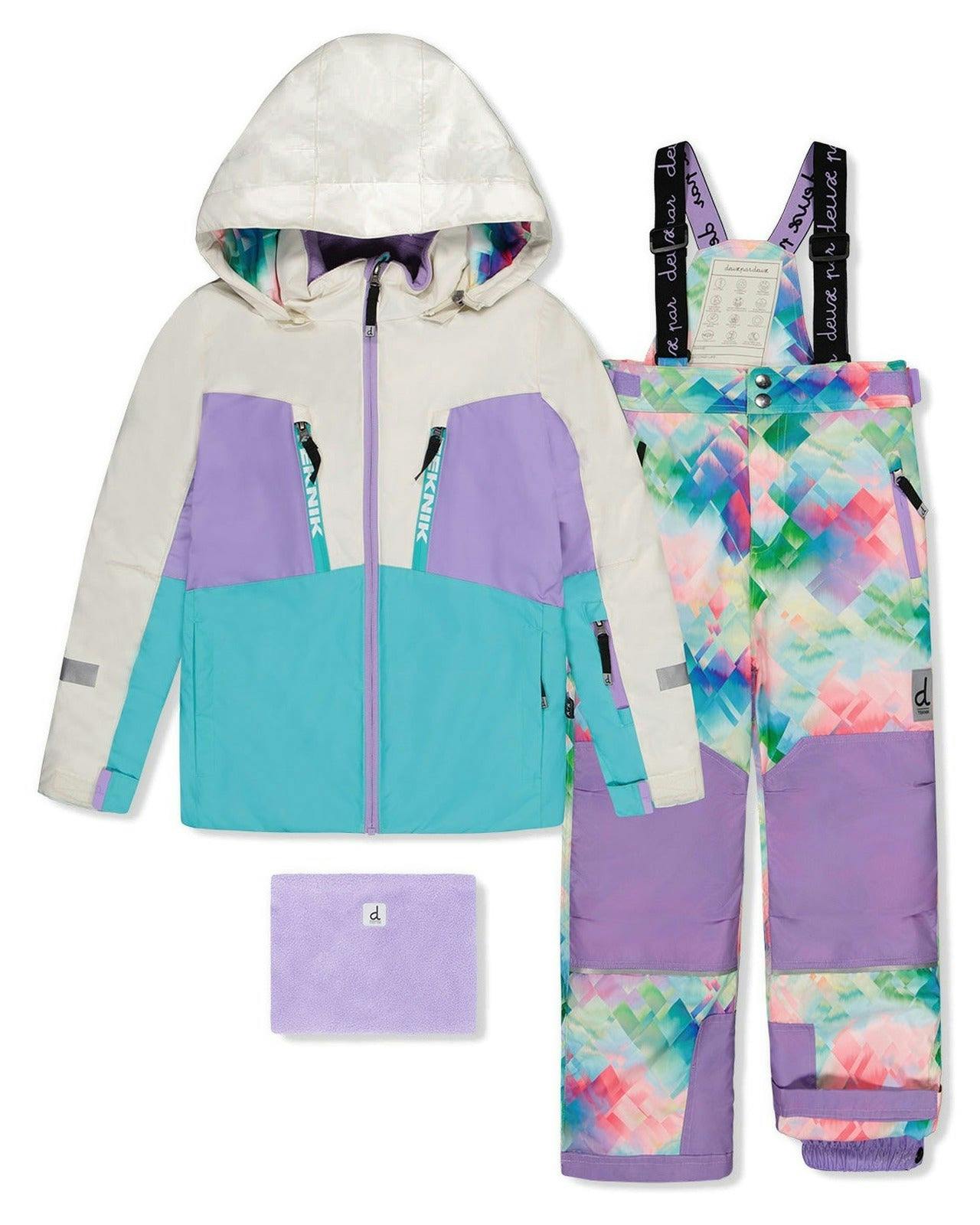 Two Piece Teknik Snowsuit Multicolored With A Diamond Pattern