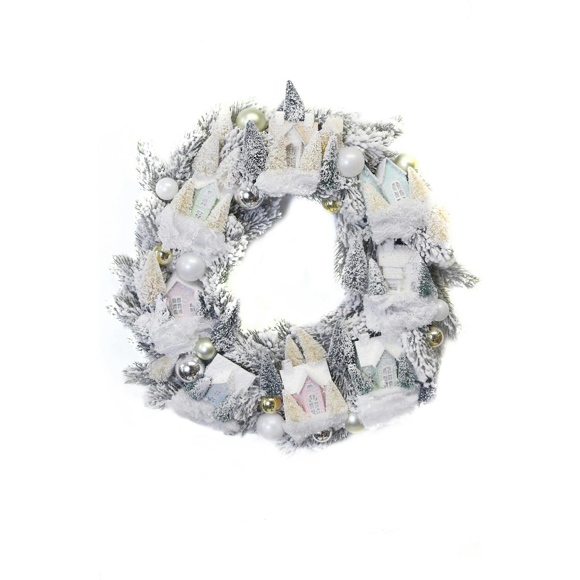 Frosted Village Wreath