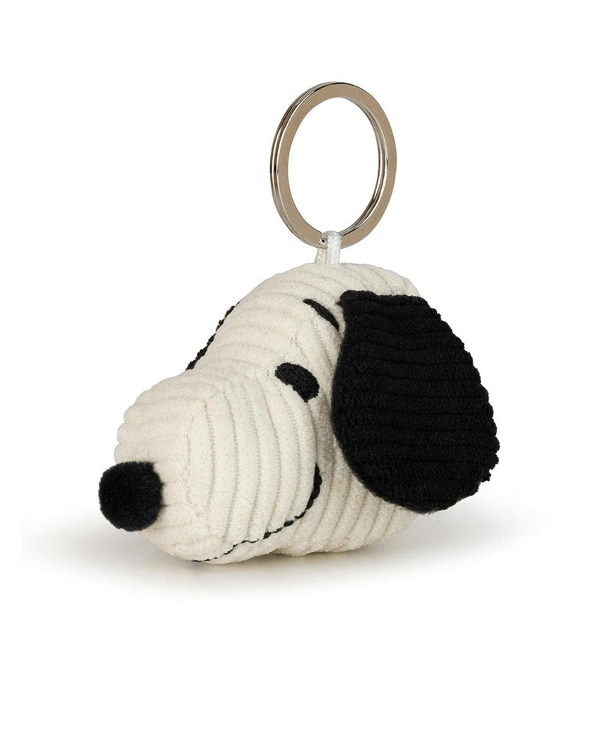 Keychain Plush PEANUTS SNOOPY HEAD Corduroy Cream 2"