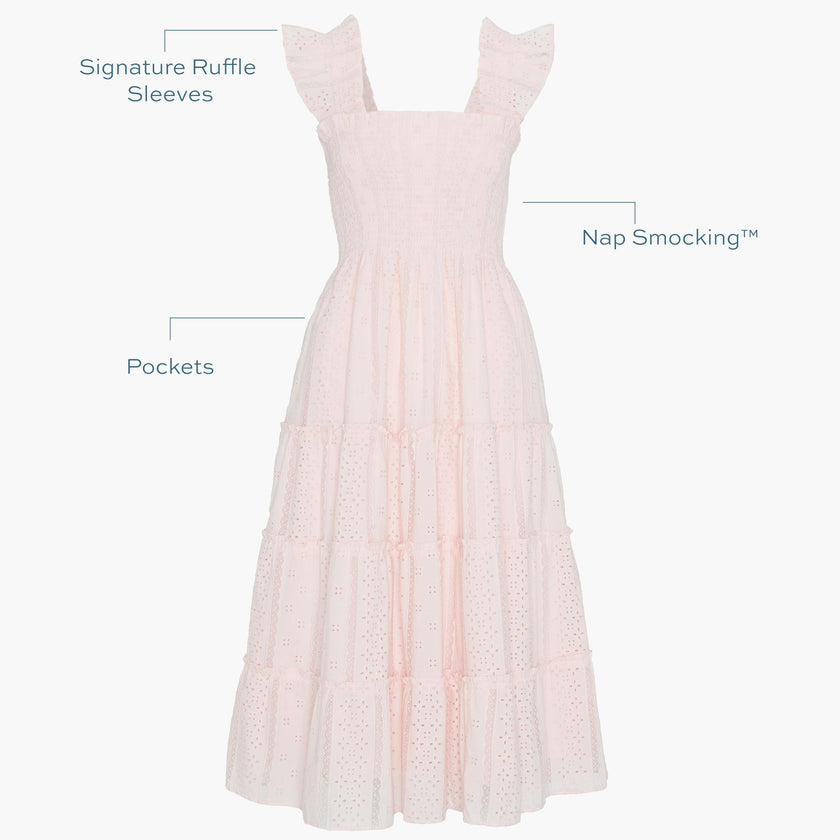 The Ellie Nap Dress - Pink Broderie Voile