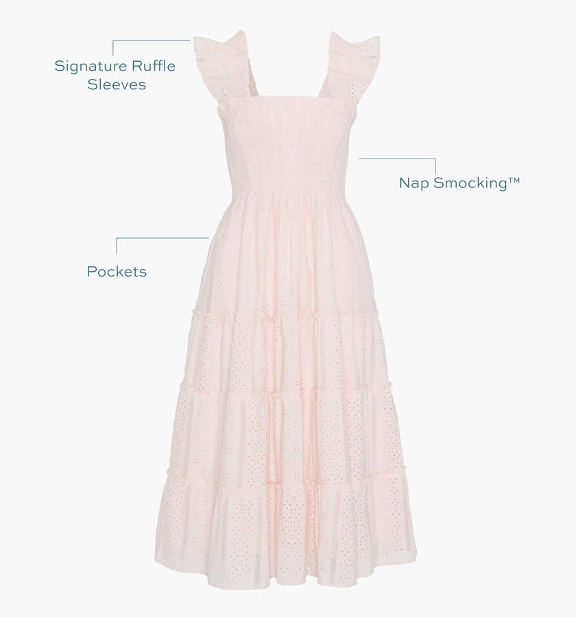 The Ellie Nap Dress - Pink Broderie Voile