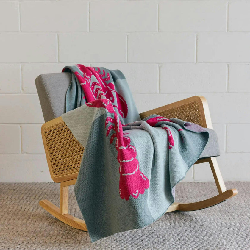 Lobster Tile Knit Blanket