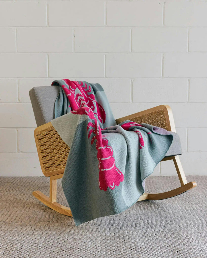Lobster Tile Knit Blanket