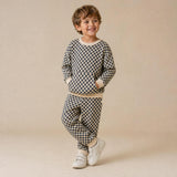 Organic Tee & Pant Slouch Set - Midnight Check