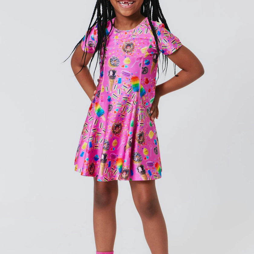 Girls Cap Sleeve Skater Dress