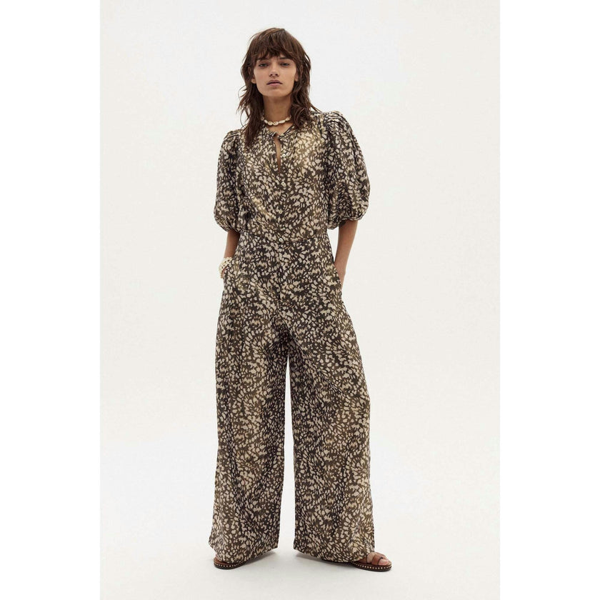 Culotte Metallic Linen Pants - Impala Print
