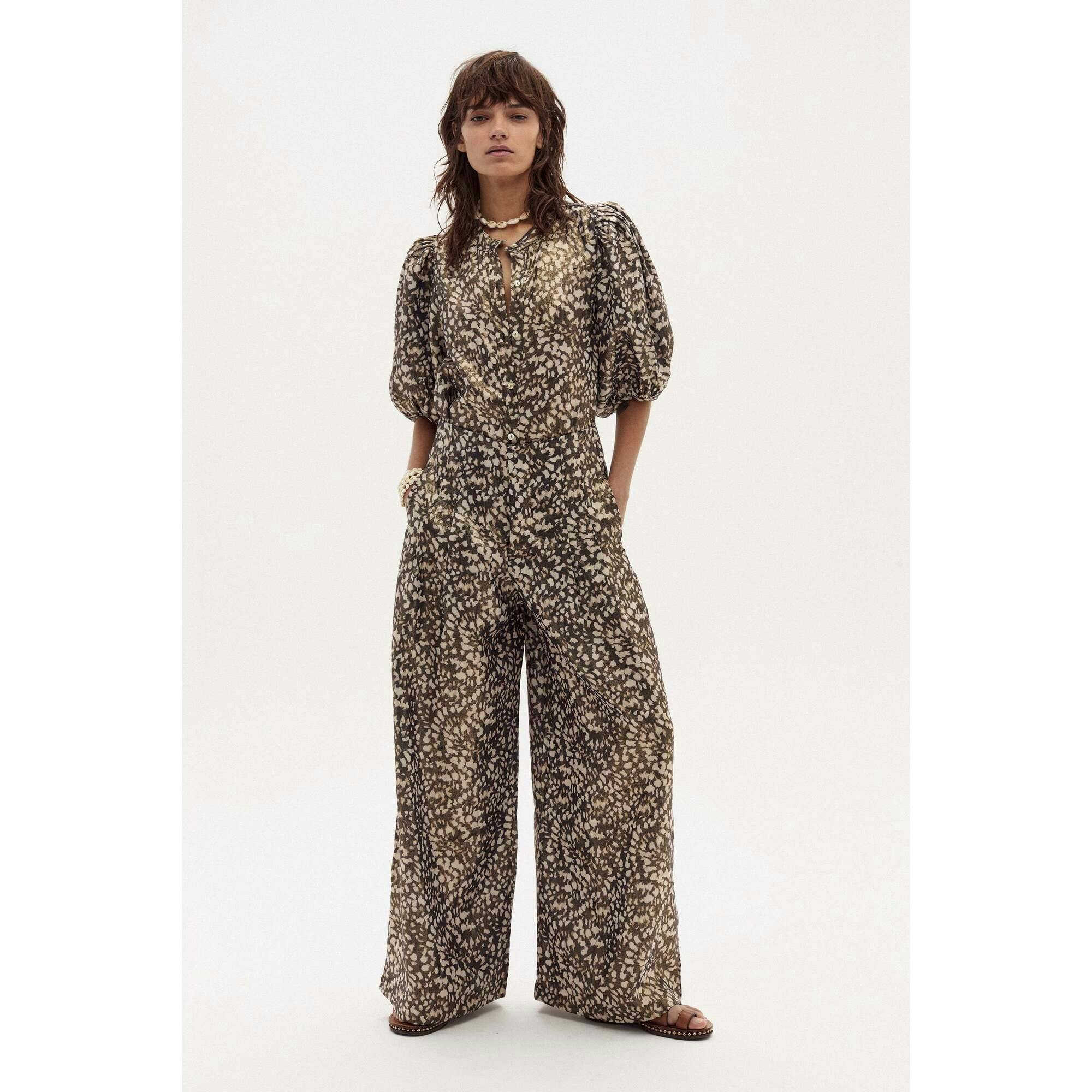 Culotte Metallic Linen Pants - Impala Print