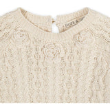 Girl's Organic Rosette Detail Cable Knit Sweater Dress, White