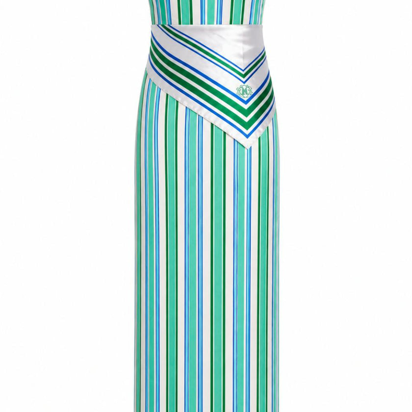 Stella Luca Emerald Stripe Strapless Midi Dress