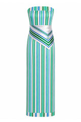 Stella Luca Emerald Stripe Strapless Midi Dress