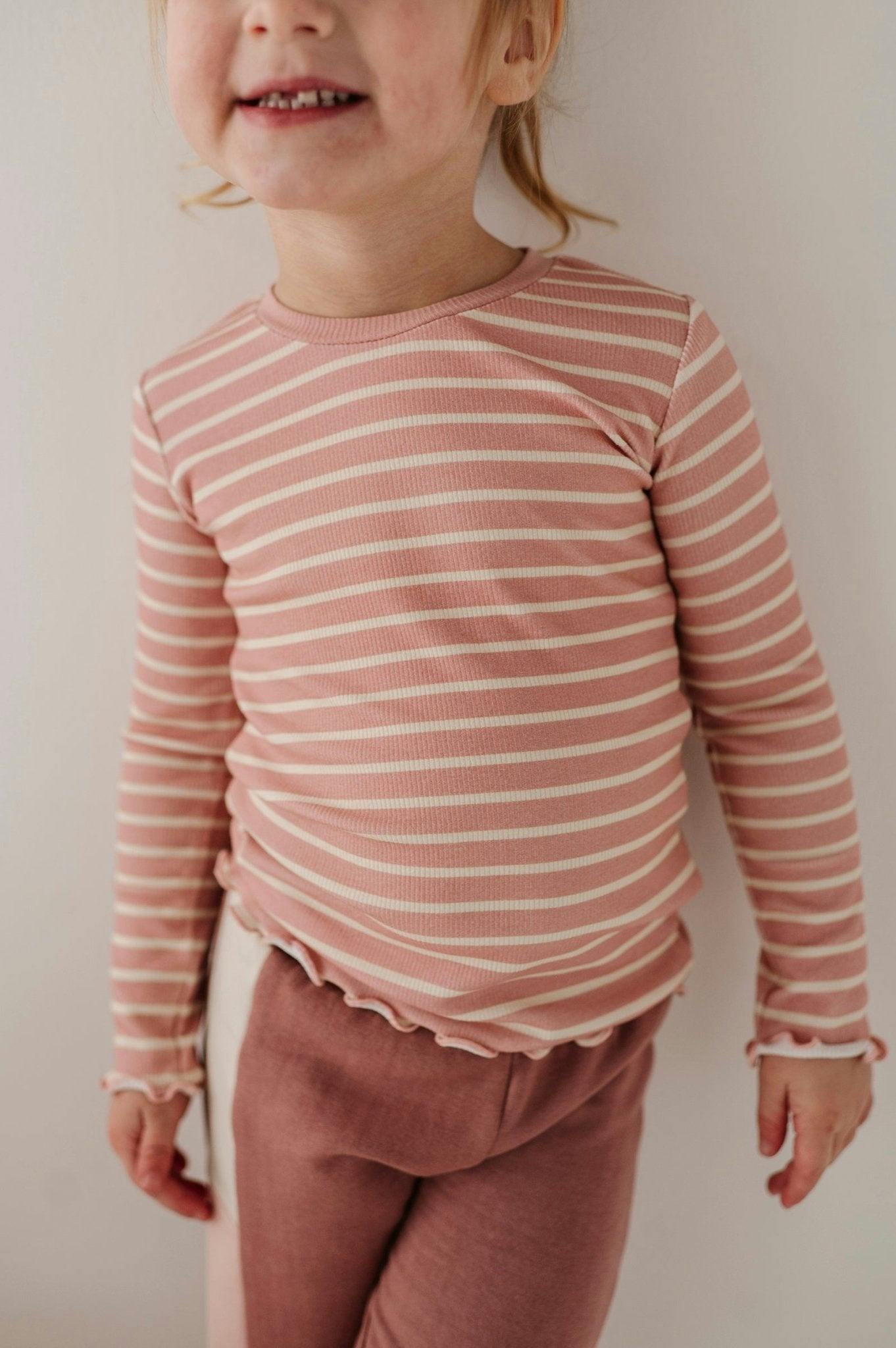 Lettuce Hem Tee Misty Rose Stripe