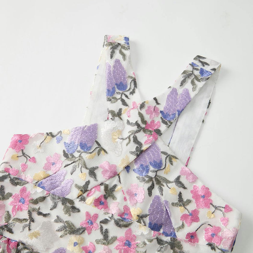 Mariah Embroidered Halter Neck Dress