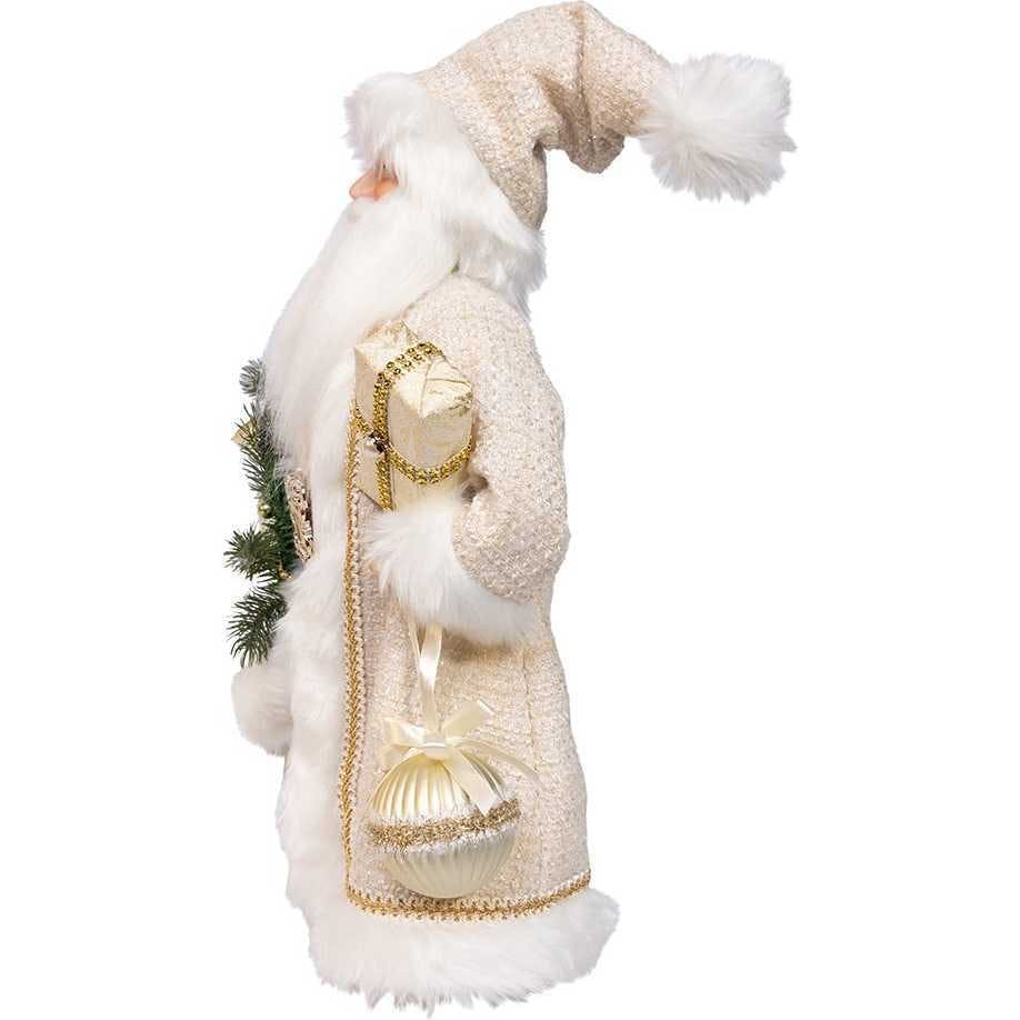 18-Inch  Kringles Cream Santa with Gift and Wreath