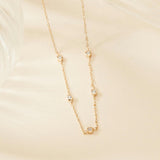 Crystal Solitaire Necklace, 14k Gold Plated