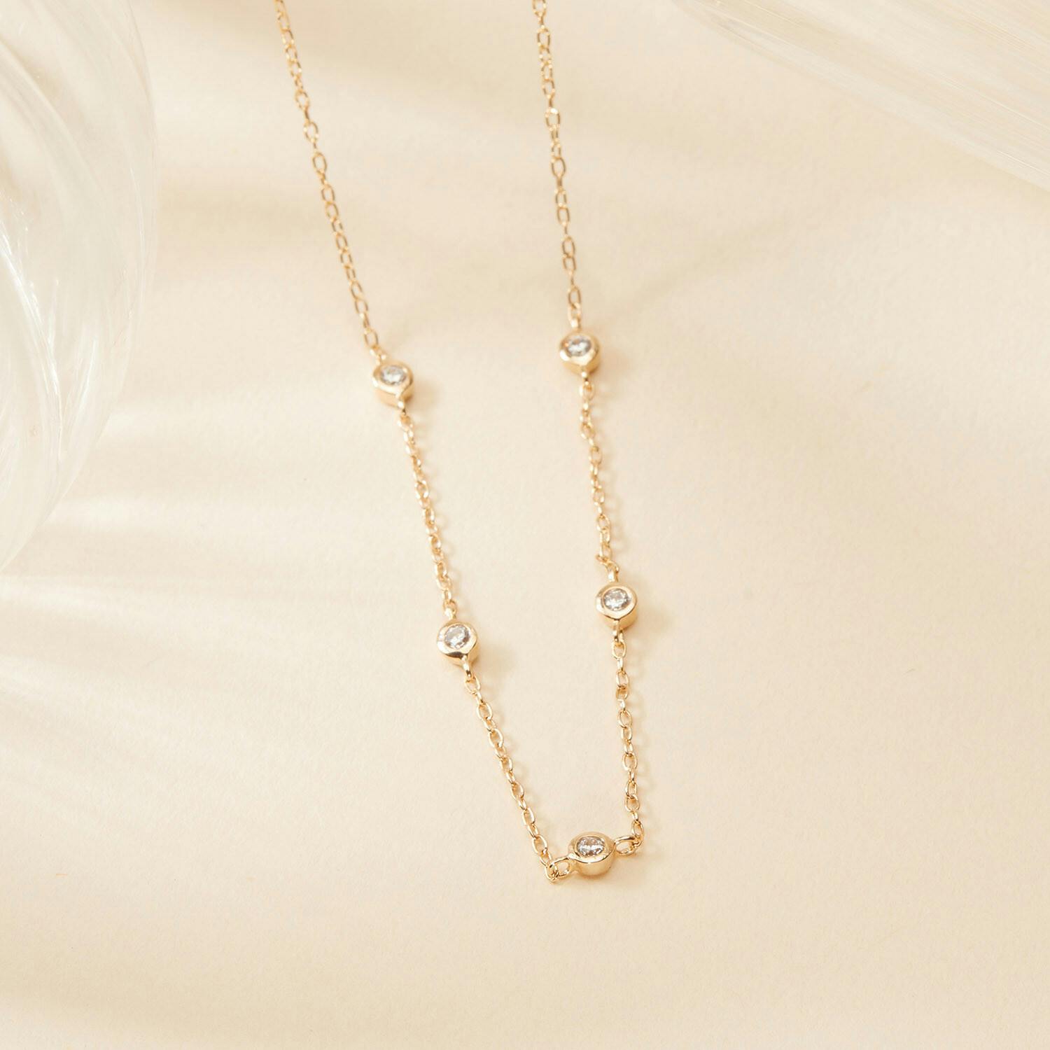 Crystal Solitaire Necklace, 14k Gold Plated