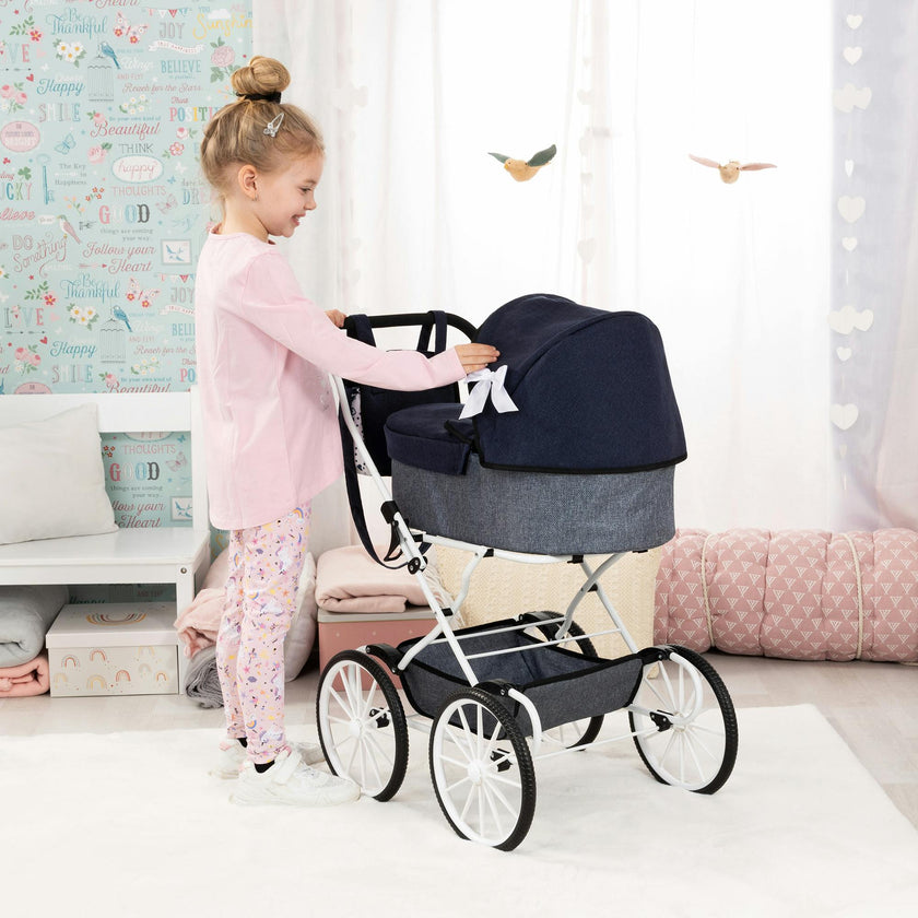 Bayer Design Dolls: Pram Classic - Navy & Grey