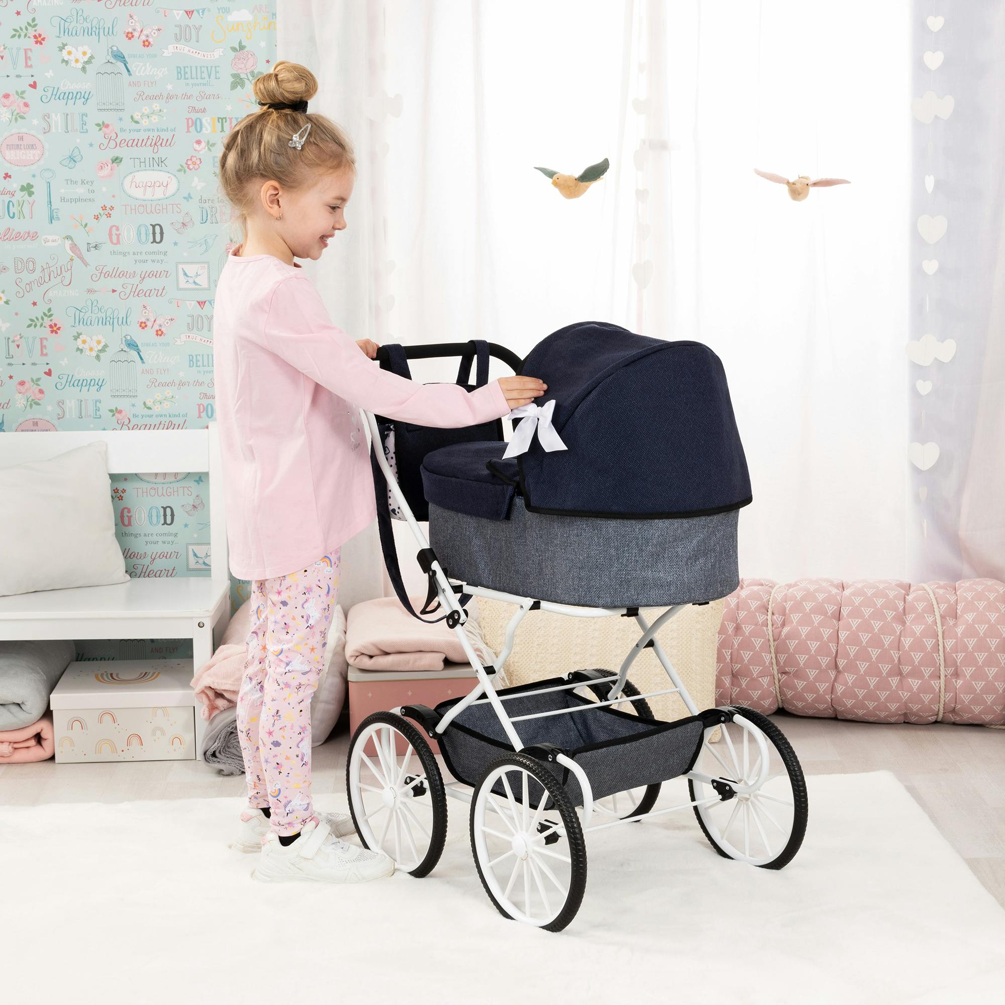 Bayer Design Dolls: Pram Classic - Navy & Grey
