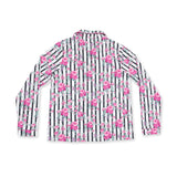 Cabbage Rose Stripe - Adult Long Sleeve Coat Style and Pant with Pockets